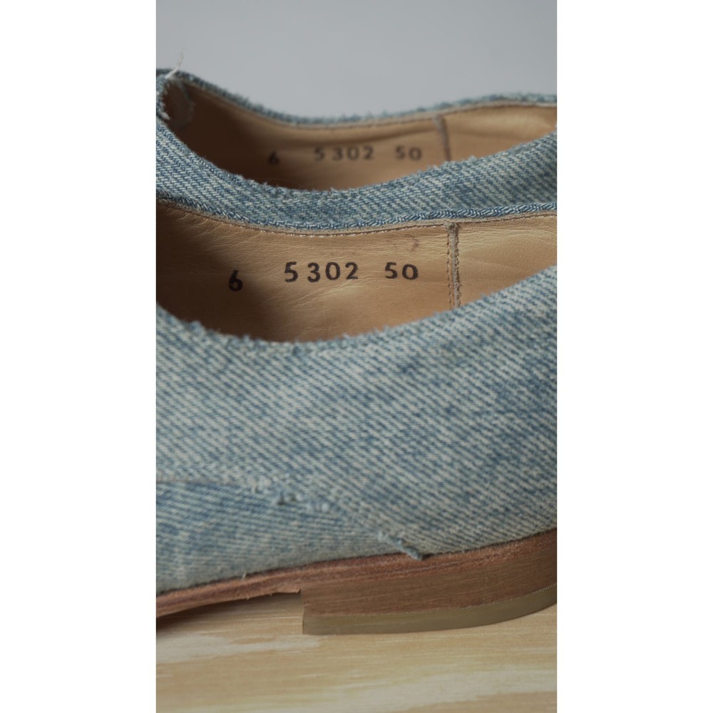 Dieppa Restrepo Italian Blue Tweed Lace up Shoes Round Toe Loafers Size 6 - Picture 6 of 9